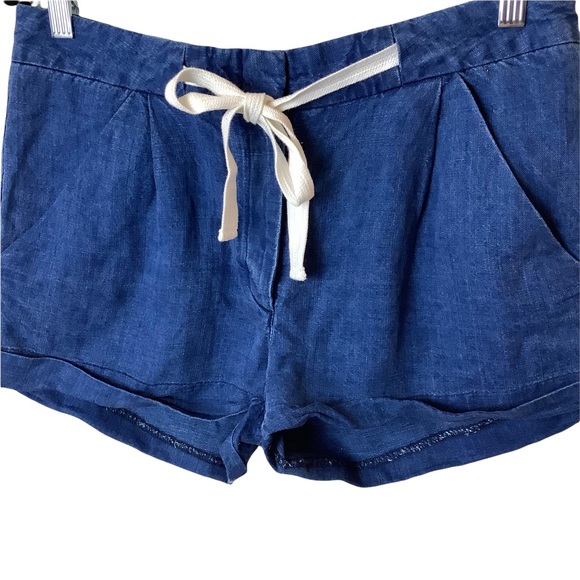 Wilfred Aritzia Allegra Shorts Tie Waist Chambray Linen Size 6 - Picture 4 of 10